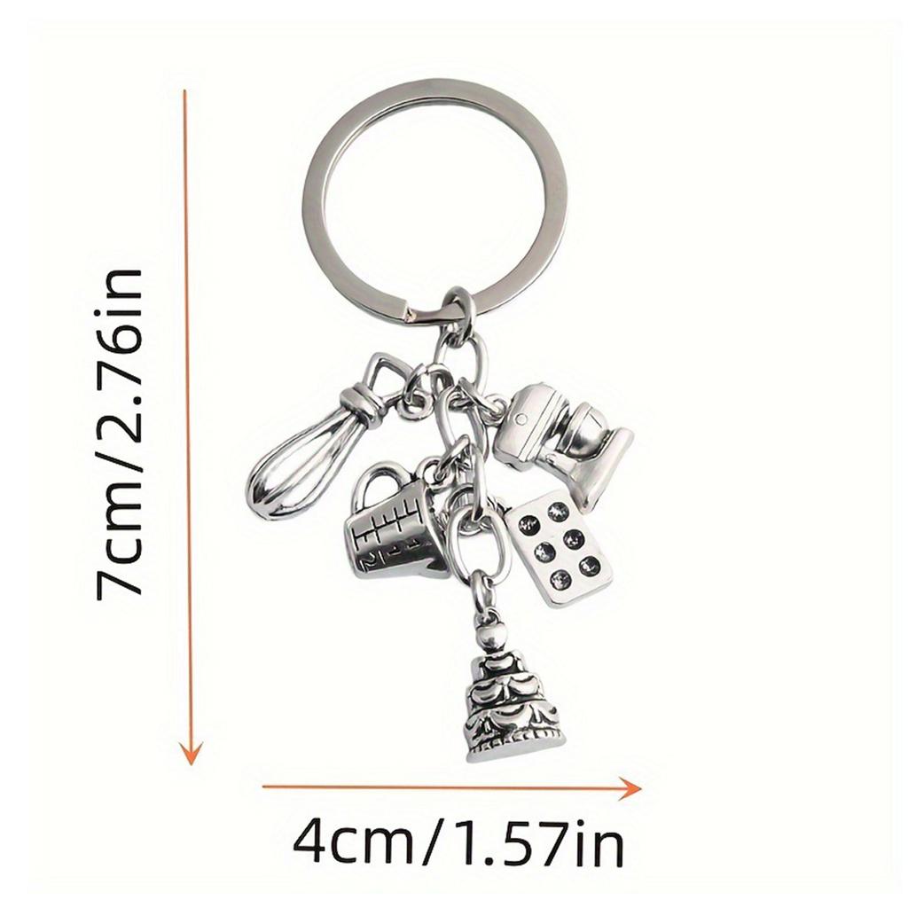 Набор ключей для выпечки из сплава с венчиком для торта, сковородой, мерным стаканом, уникальная сумка-подвеска, подходящая для любителей выпечки