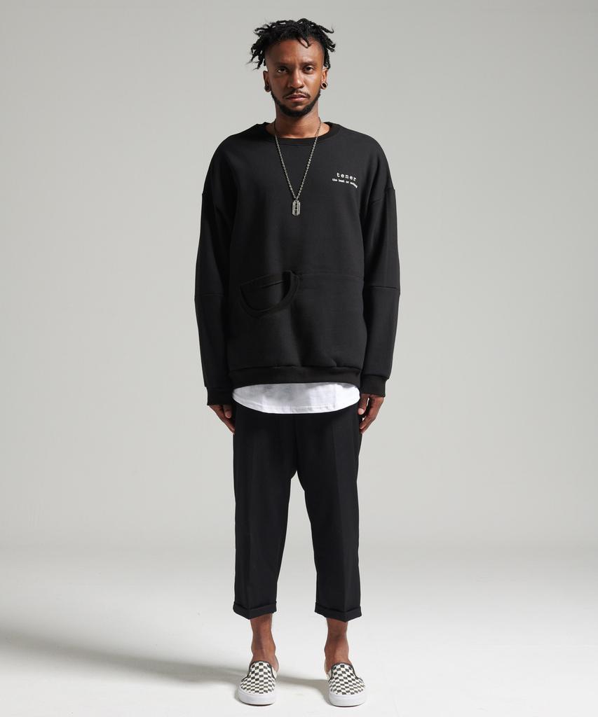 TENER Unisex Fleece-Lined Kangaroo Sweatshirt Black