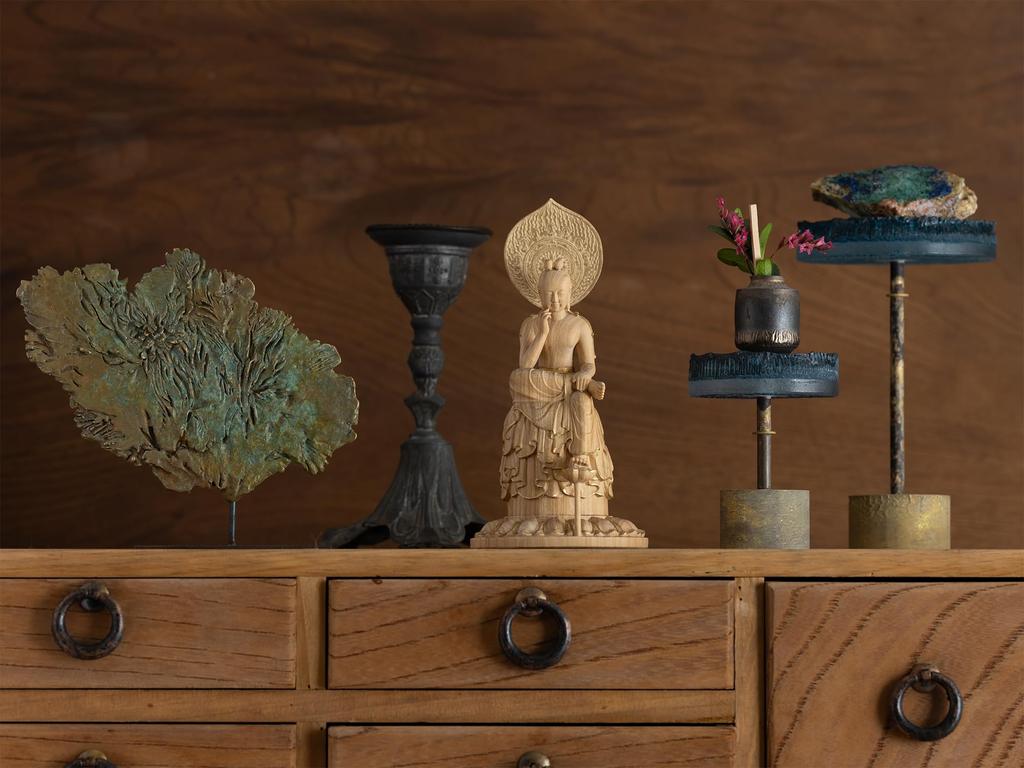 Tiny Buddha Bodhisattva Statue Buddha Statue Figure Wood Carving Ornament Buddha Statue World Bodhisattva Half-seated (Wooden Boxwood) - (GSB