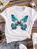 (Asian Size) Butterfly Trend 90s Women Tee Top Clothing Casual Print Lady  Flower Fashion Short Sleeve T Shirt Female Graphic T-shirts