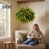 Farmhouse Style Entryway Decor Pre-Lit Artificial Ferns with Warm LED Lights, UV Resistant Faux Hanging Plants for Garden Decoration Home Outdoor