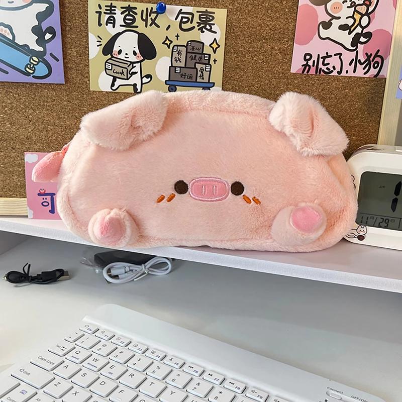 Плюшевый розовый пенал Piggy Pencil Case Creative Korean Student Pencil Bag
