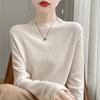 Women's Merino Wool Long-Sleeve Semi-High Neck Sweater - Soft, Solid Color, Versatile Loose Knit for Autumn/Winter