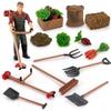 Handmade Farm Tools Set: Forage Fork, Lawn Mower, Brush, Sand Table Accessories