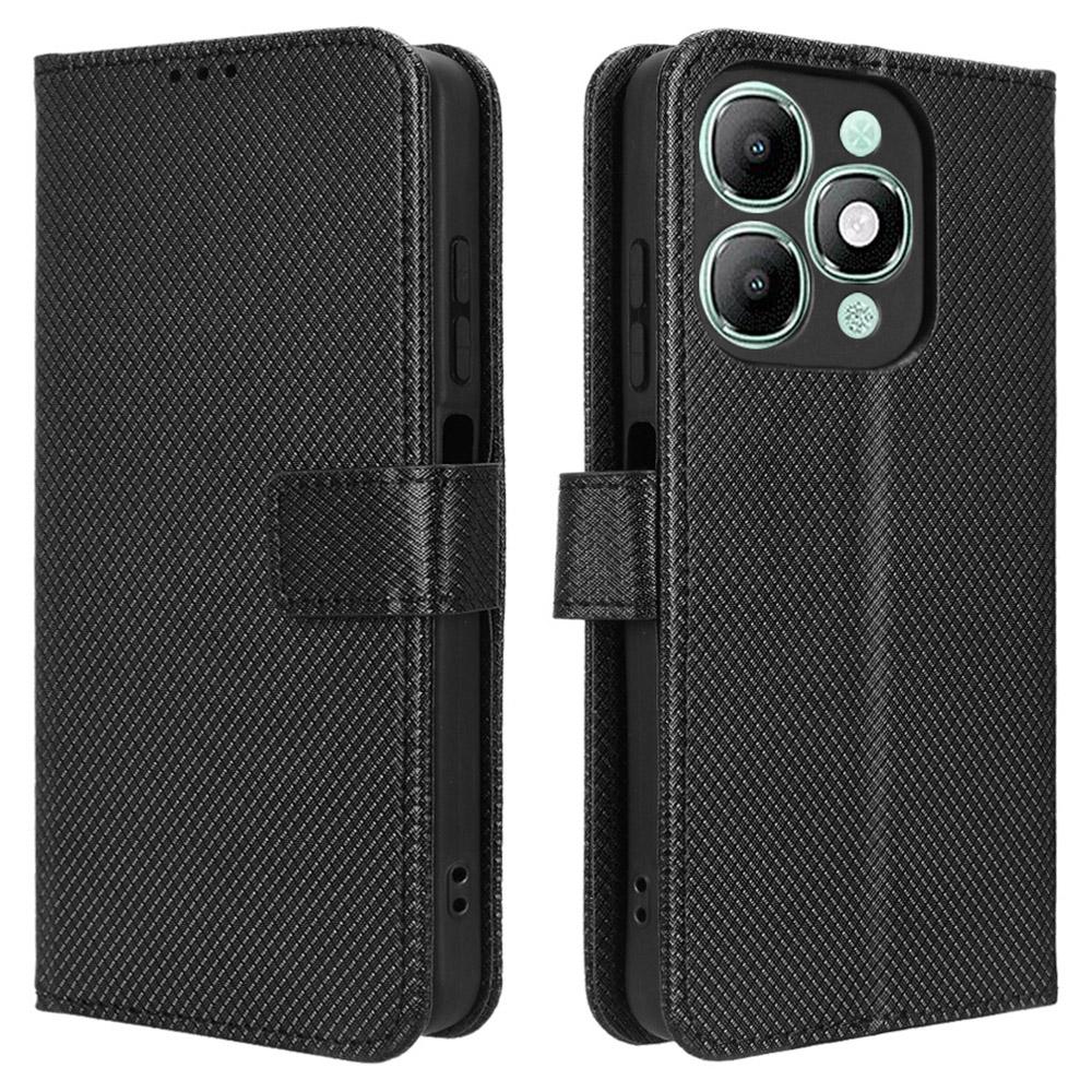 Для itel A90 4G Кожаный чехол-кошелек с ремешком Текстура бриллианта Чехол для телефона