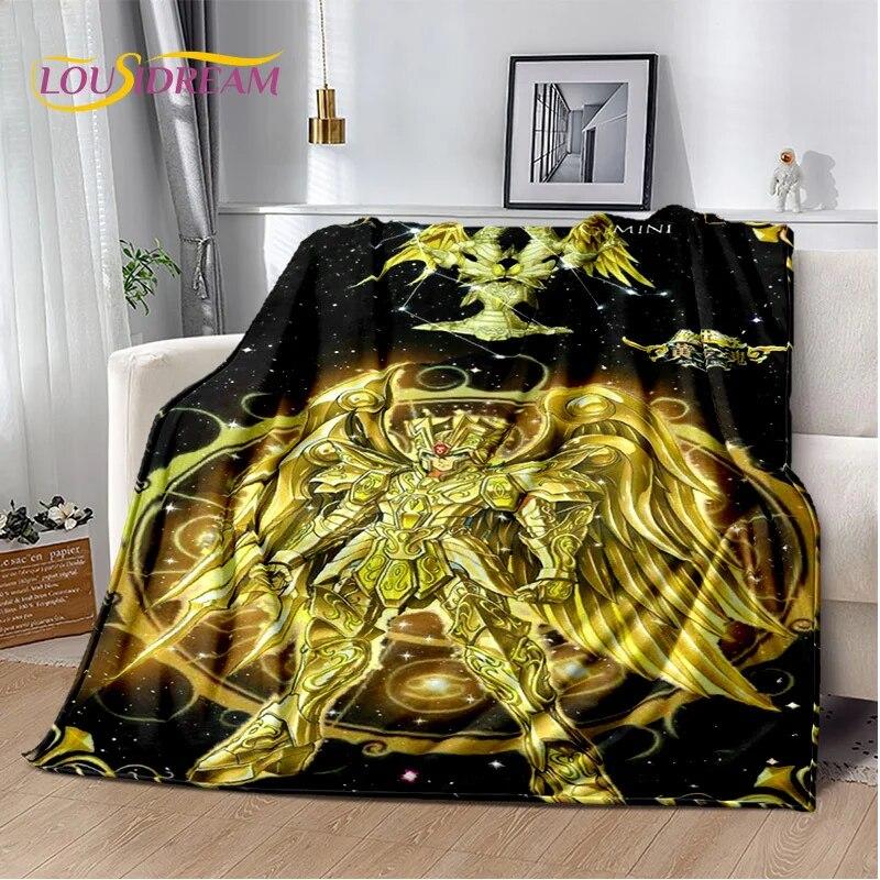 Одеяло HD с рисунком Saint Seiya в стиле ретро, мягкое одеяло для дома, спальни, кровати, дивана, пикника, путешествия, офиса, детское одеяло