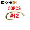 50pcs Gold Color Fly Tying Scud Nymph Hook Caddis Midge Shrimp Fly Tying Fish Hooks Size 10 12 14 16