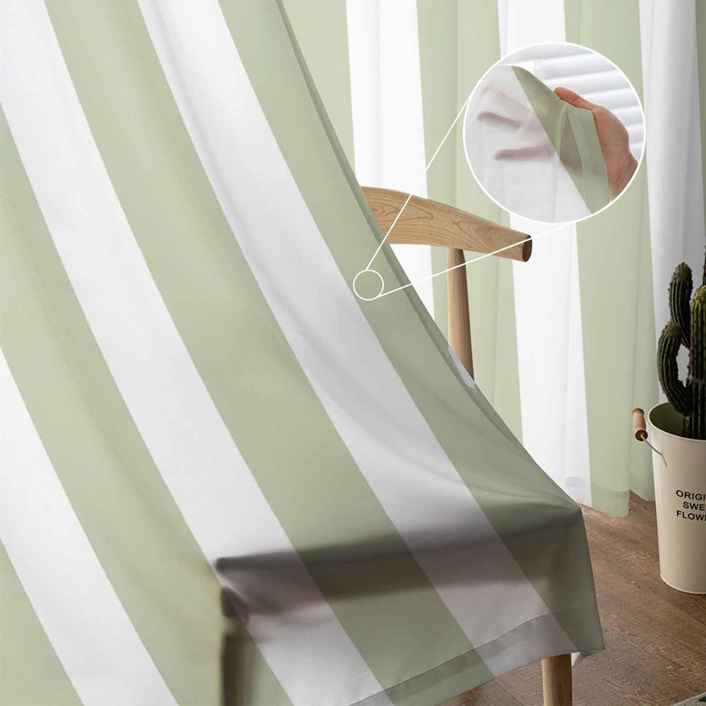 Полосатые шалфейно-зеленые геометрические прозрачные шторы для украшения гостиной, оконные шторы для кухни, тюль, вуаль, органза, шторы