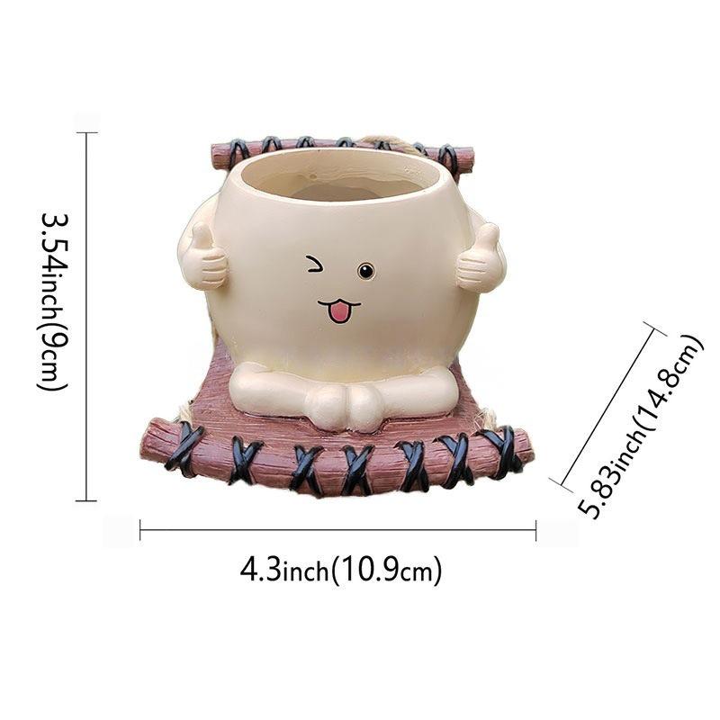 Smiling Face Rocking Chair Flower Pot - Outdoor Garden Bonsai Ornament