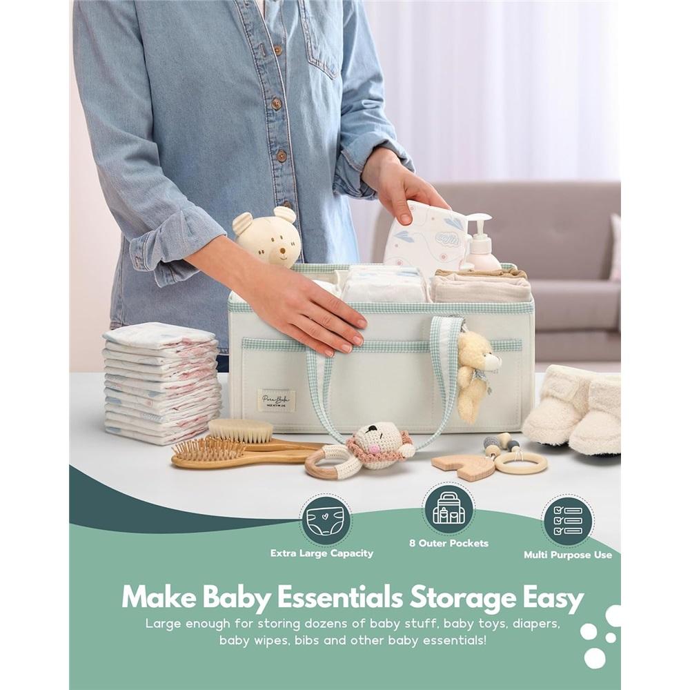 Portable diaper storage basket, baby baptism gift basket bag, nursery storage basket, suitable for newborn boys and girls