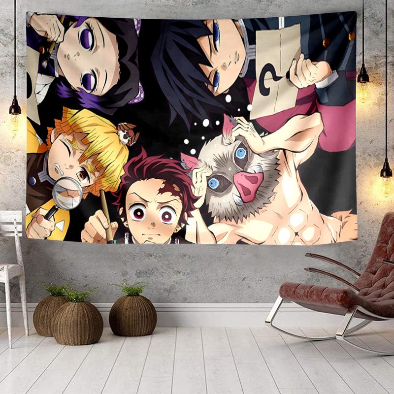 Demon Anime Group Tapestry, Unique Design Tapestry, Wall Decor for Bedroom,Livingroom, Playroom,Heartwarming Fan Holiday Gifts
