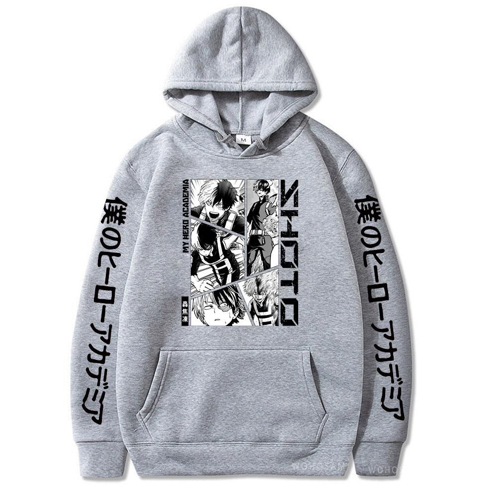 Мужские толстовки с принтом «My Hero Academy» в стиле аниме «Тодороки шото», пуловер с капюшоном в стиле Харадзюку в стиле хип-хоп, осенне-зимняя уличная одежда