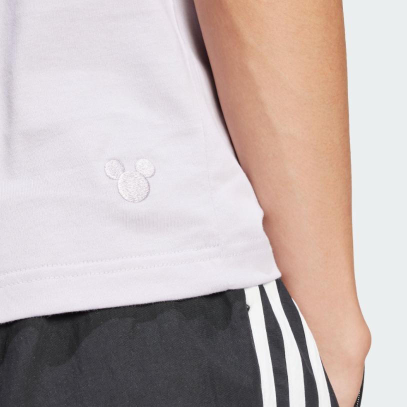 Adidas Спортивная футболка Originals X Mickey Mouse SS24 с логотипом в тройную полоску, мужские топы, серебристые IY2271