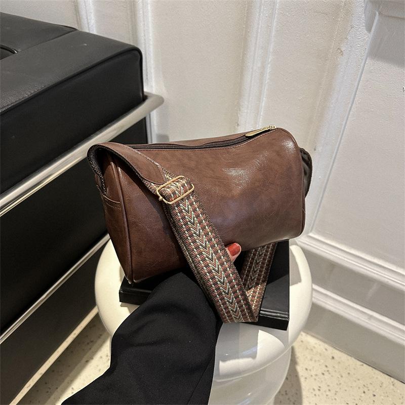 Vintage PU Leather Boston Crossbody Bag Women Small Handbag and Purse Fashion Designer Female Casual Travel Pillow Shoulder Bag