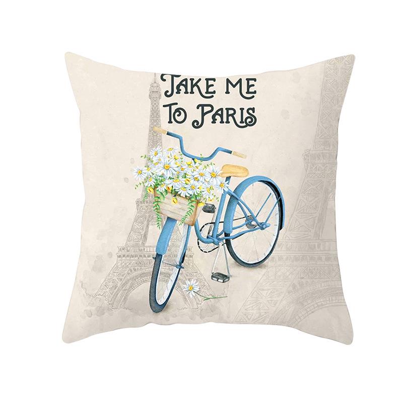 Flower and Grass Bicycle Pillow Cover for Home Ins Nordic Pillow Photo Small Fresh Cushion