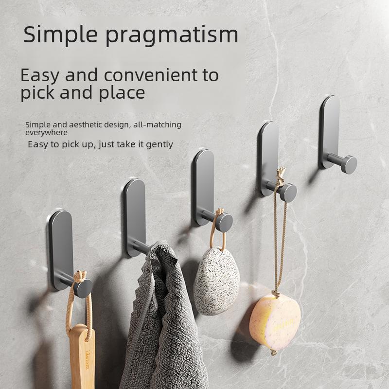 Крючок для полотенец на клейкой основе серого цвета - прочный, не требующий проколов настенный крючок для ванной комнаты и прихожей