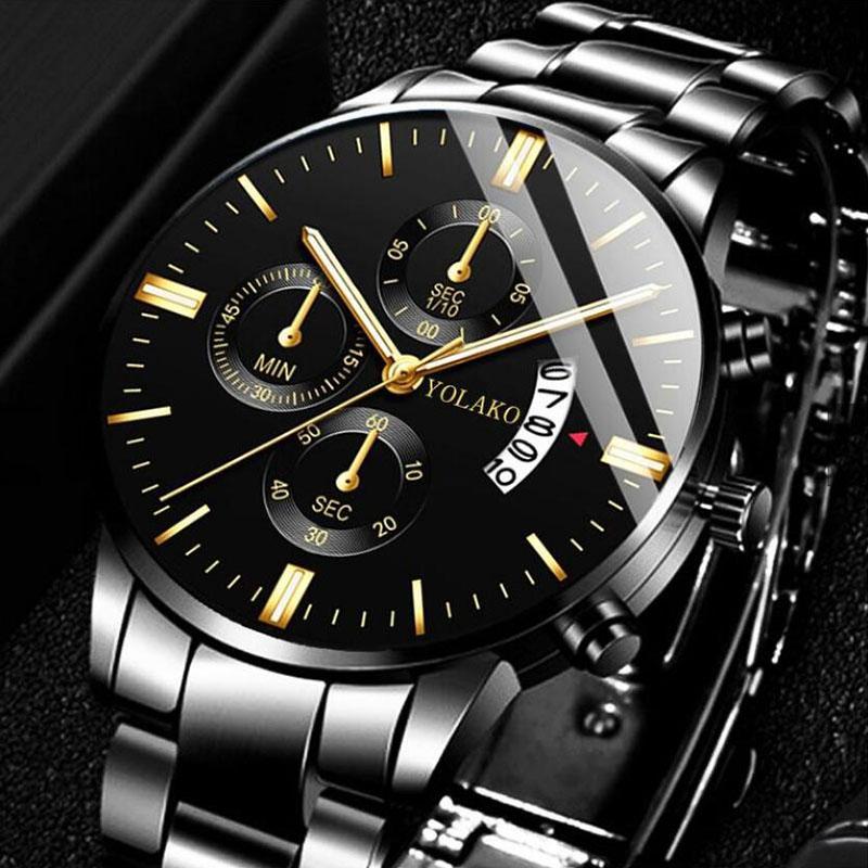Watch Business Watch Quartz Leather Date Calendar Watch Clock Stainless Steel Luxury Men's Fashion Three Eyes Six Pin Calendar Men's Watch AVE