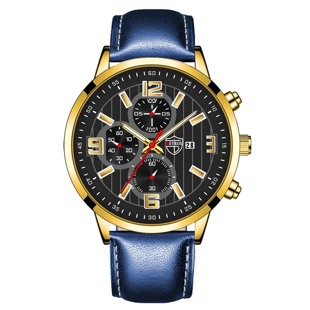 Steel Belt Men'S Watch Trendy Fashion Automatic Calendar Luminous Quartz Watch