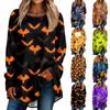 Женская свободная футболка с круглым вырезом и принтом Хэллоуина, длинный рукав, топ, пуловер
