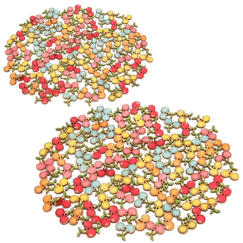 200Pcs Colored Wooden Buttons Mixed Logs Cherry Buttons for Sewing Children Sweater Crafts