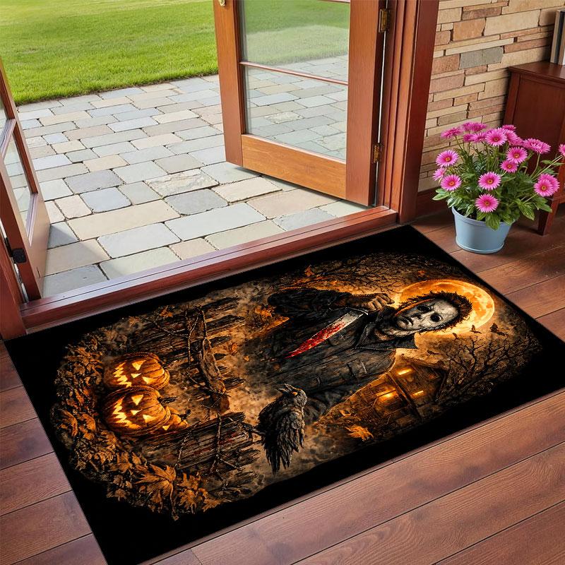 Crystal Velvet Rug Soft Non Slip Indoor Floor Mat Home DecorHalloween Michael Myers