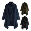 Men Cloak Coat High Collar Long Sleeve Street Style Windbreaker Solid Color Irregular Hem Mid-Length Outwear Punk Style Winter Outerwear