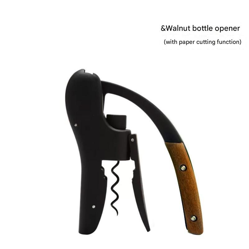 Gooseneck Wine Opener-Manual Lever Pump Corkscrew Vertical Design Foil Cutter& ABS Wooden Handle Gift for Wed Home Bar Sommelier