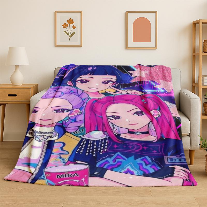 Kpop Охотник на демонов Руми Мира Зои Мультяшная группа Фланелевое одеяло Мягкое теплое плед для спальни гостиной кровати Путешествия Подарок