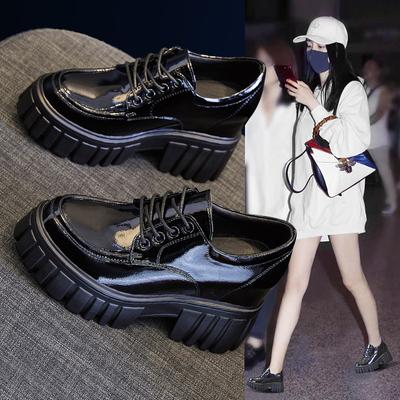 Модные повседневные женские туфли на высоком каблуке и платформе, женские осенние мокасины с неглубоким носком, женские туфли с толстым дном и квадратным носком