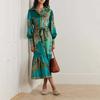 Holiday Lapel One-front Lantern Sleeve Long-sleeved Vintage Print Dress