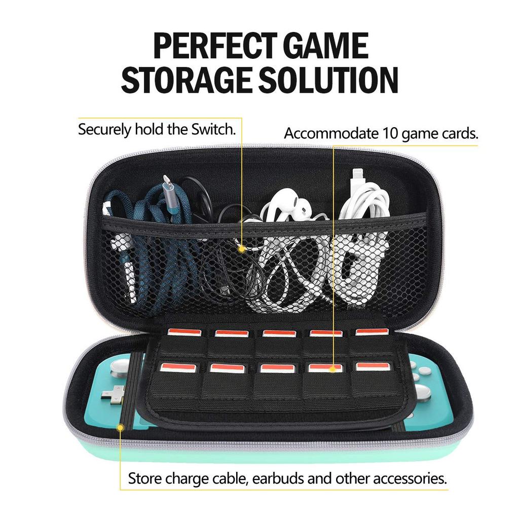 ATiC Nintendo Switch Lite Чехол для переноски и хранения EVA Полный Вмещает Switch Lite и 10 игр Легкий Бирюзовый Чехол, Чехол, Сумка, Материал, Ударопрочный, Защита,