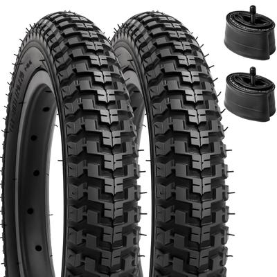 YunSCM Комплект из 2 велосипедных шин 12 1/2x2 1/4" + Велосипедные камеры 12/12.5x1.75/2.25 с американскими вентилями 32 мм + Бортировка, Y-1135A