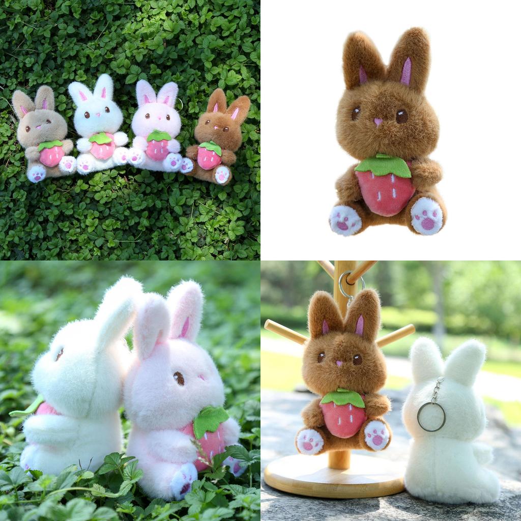 Plush Bunny Keychain With Strawberry Design For Girls Gift And Bag Decoration