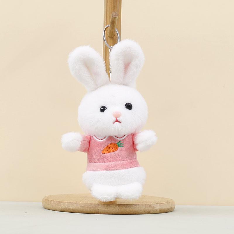 Cute Rabbit Plush Toy With Short Pile Fabric For Bag Decoration And Collection