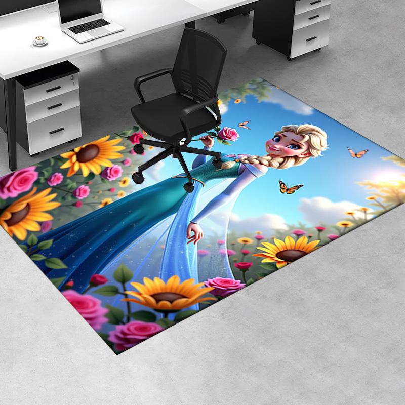 3D Printed Elsa,Flowers,Butterflies Anti-Slip Rug - Machine Washable Office Rug for Living Room, Bedroom, Office - Multiple Sizes