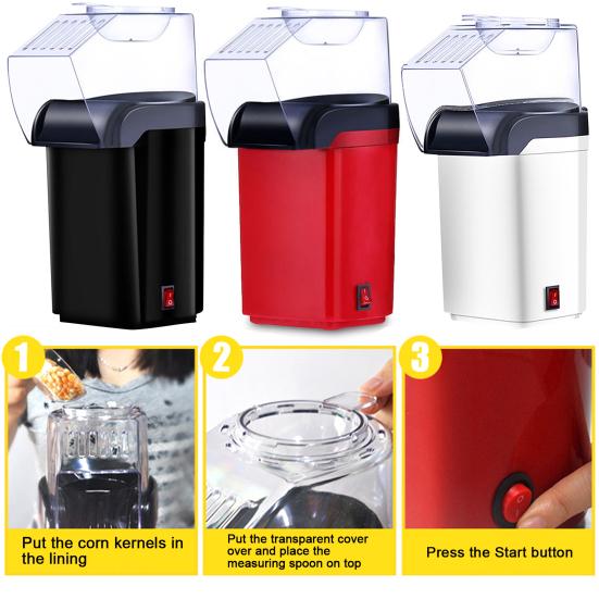 Электрическая машина для попкорна, высокая скорость приготовления, мощная 1200 Вт, вилка стандарта США, без BPA, пищевая безопасная мини-машина для попкорна, кухонные принадлежности