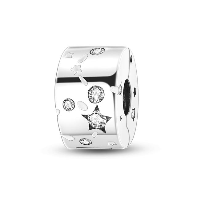 925 Sterling Silver Glowing Stars Moon Sun Rainbow Dangle Charms Beads Bracelet Necklace Jewelry Women