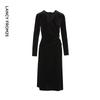 LANGZI French Style Velvet Slim-Fit Dress