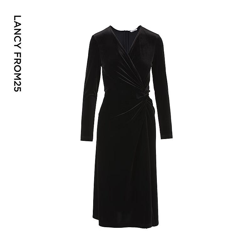 LANGZI French Style Velvet Slim-Fit Dress