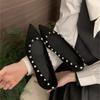 French pointed flat-bottomed rivet single shoes women's 2025 autumn new shallow soft-soled versatile one-pedal Mary Jane shoes