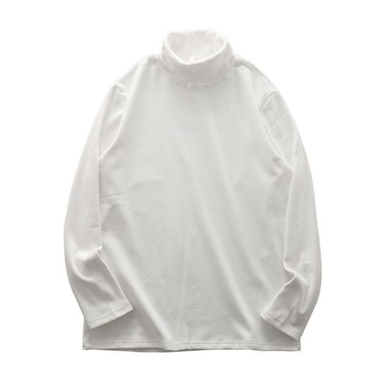 Мужская футболка с высоким воротником, двухсторонний немецкий бархат, однотонный эластичный свитер средней длины, многослойный топ для зимы и осени