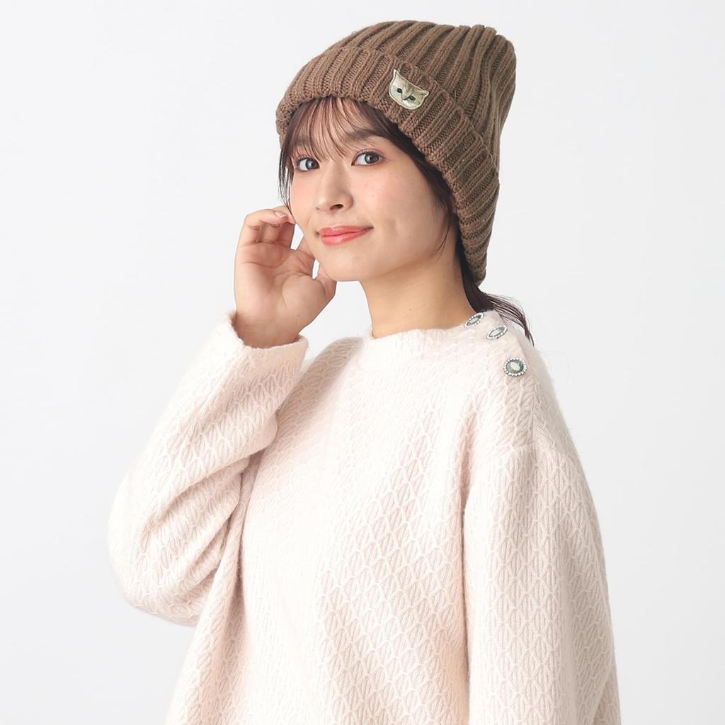 Beanie ACCESSOIRES Hat Knit Hat Logo Nunet Cat 69909 Mocha Brown [Paul & Joe] [Paul & Joe] [Moonbat] Women's