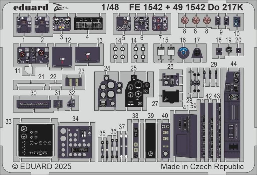 Эдуард 1/48 Do217K Фототравление (для ИКМ) Пластиковые наборы EDUFE1542 (Самолет)