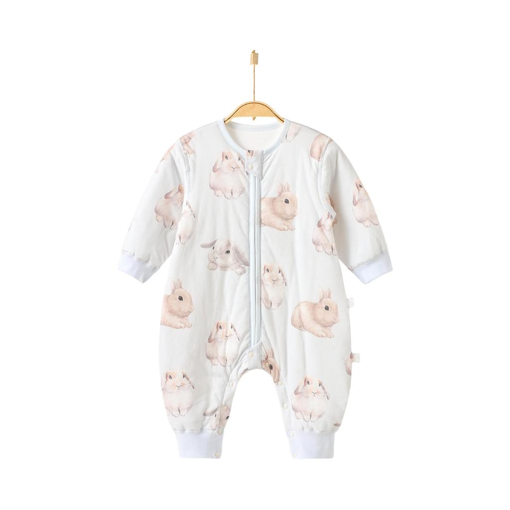 Yiri Infant Split-Leg Pure Cotton Sleeping Bag - Warm, Anti-Kick, Quilted, Long-Sleeve for Autumn & Winter