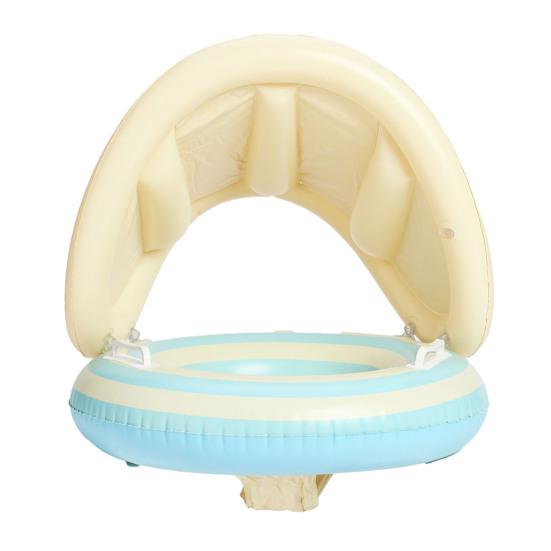 yangyizhi Baby Swim Ring with Canopy, Inflatable Striped Pool Float for Toddler Boys Girls, UV Sun Protection Swimming Safety Seat, Handle