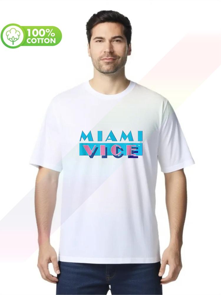 100% Хлопок Круглый Вырез Плотный Мужская Футболка Логотип Miami Vice Удобная S-xxxl Топы Футболки