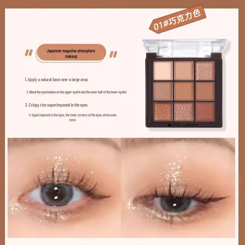 Helen Lady Multi-Use Nine-Color Eyeshadow Palette: Matte, Shimmer & Fine Glitter for Contouring and Makeup