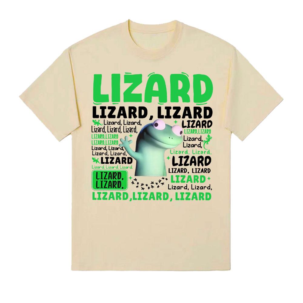 2025-26 Summer Hot Lizard, Meme, Unisex Fashion Fun Graphic T-shirt, Oversized Gothic T-shirt Men's Summer Street Cotton T-shirt