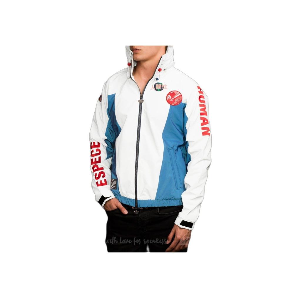 adidas Мужская спортивная куртка Originals Trefoil Color Block Letter Print Zip-Up, синяя, белая BR3151