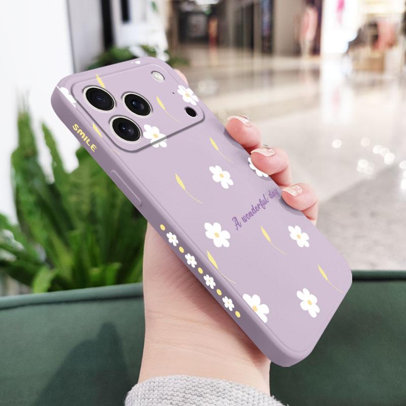 Чехол для телефона «Дождливая ромашка» для iPhone 17 16 16e 15 14 13 Plus Pro Max Mini Силиконовый чехол